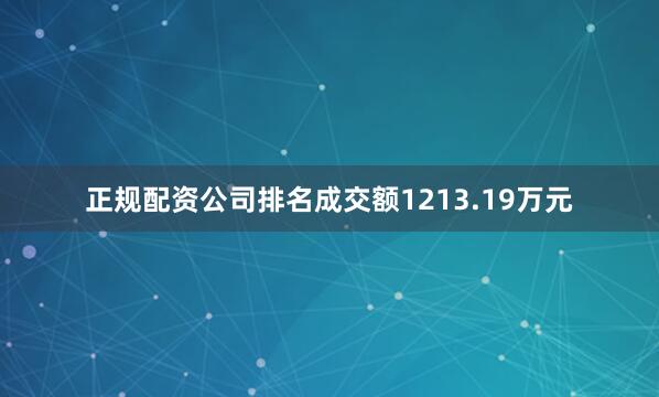 正规配资公司排名成交额1213.19万元